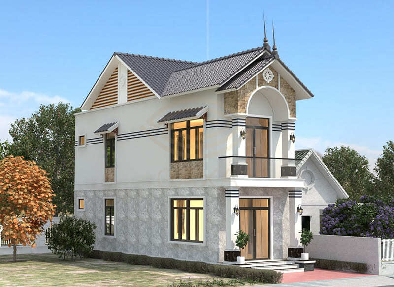 Mẫu thiết kế nhà phố 2 tầng mái Thái