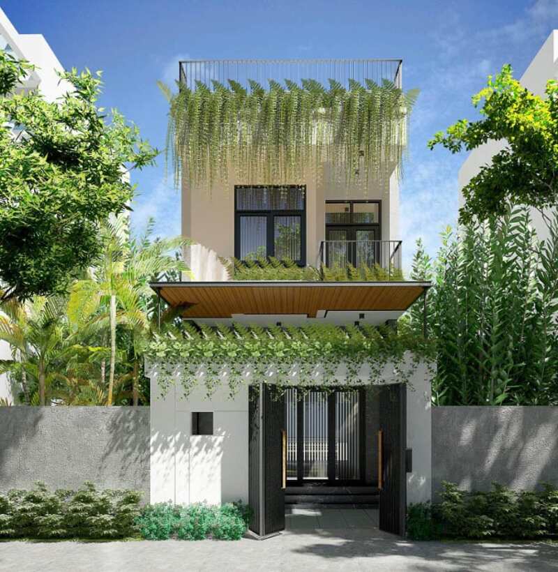 Mẫu thiết kế nhà phố 2 tầng 7x15m mái bằng