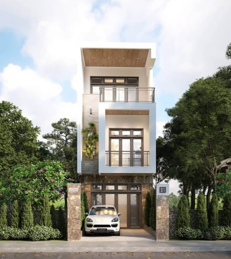 Thiết kế nhà phố 4x10m 2 tầng 1 tum với phong cách hiện đại