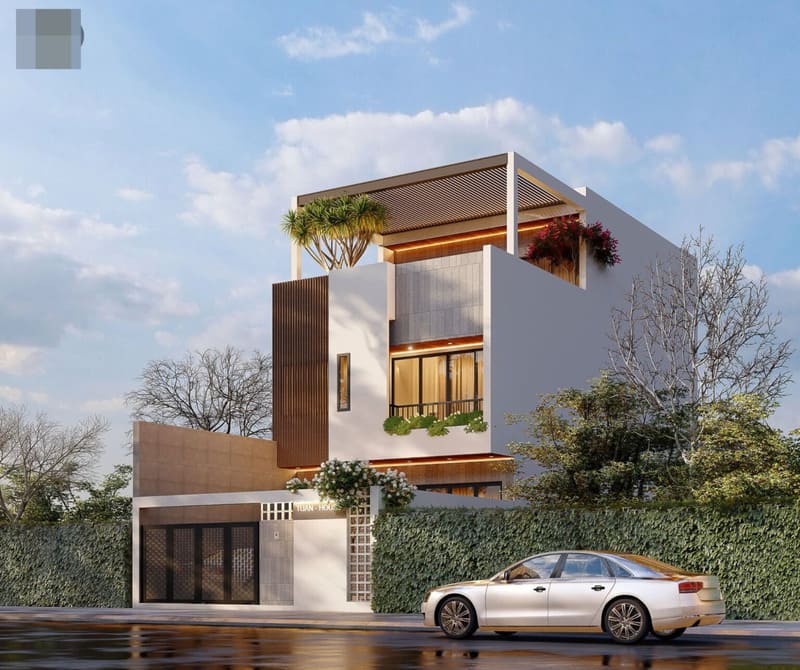 Không gian nhà phố hiện đại với mặt tiền rộng 4m sâu 10m
