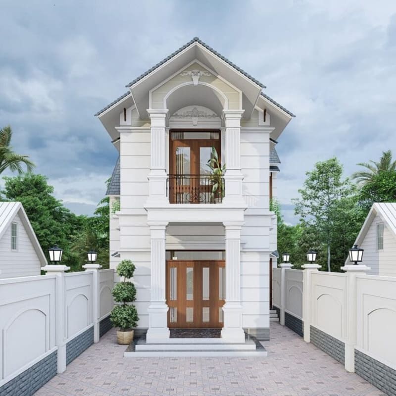 Mẫu nhà phố 2 tầng với diện tích 4x10m mái Thái