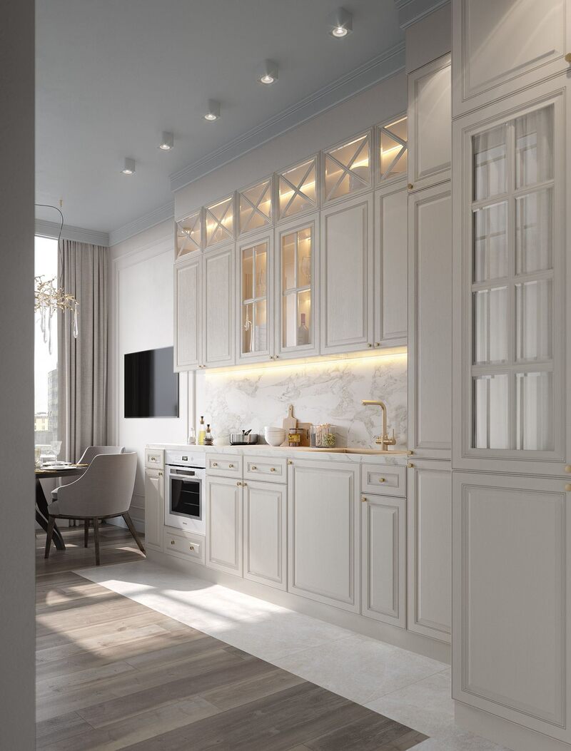 Khu vực bếp của nhà phố tân cổ điển