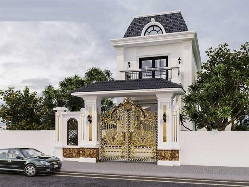 Công trình thi công nhà phố tân cổ điển 2 tầng do Gia Bảo Group thực hiện