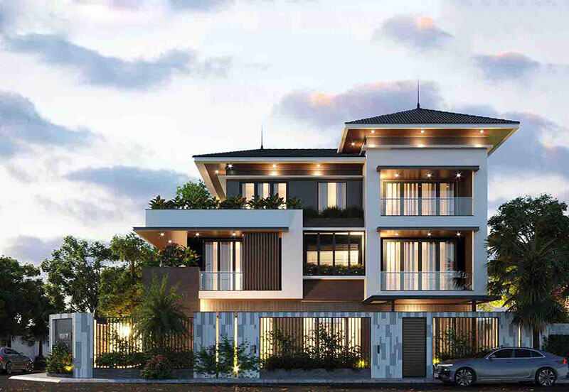 Mẫu thiết kế biệt thự mái Nhật