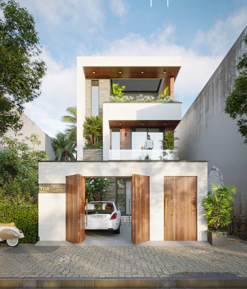 Nhà phố thiết kế 2 tầng 1 tum