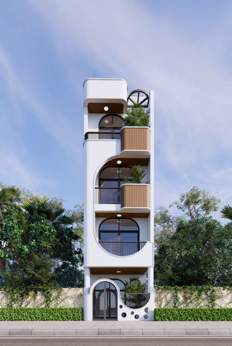 Nhà phố 4 tầng hiện đại có thang máy