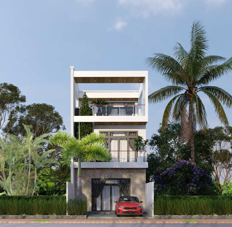 Nhà phố 2 tầng 1 tum hiện đại