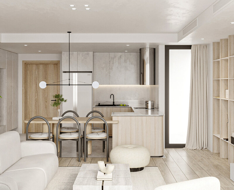Nội thất bếp phong cách Mid- century Modern