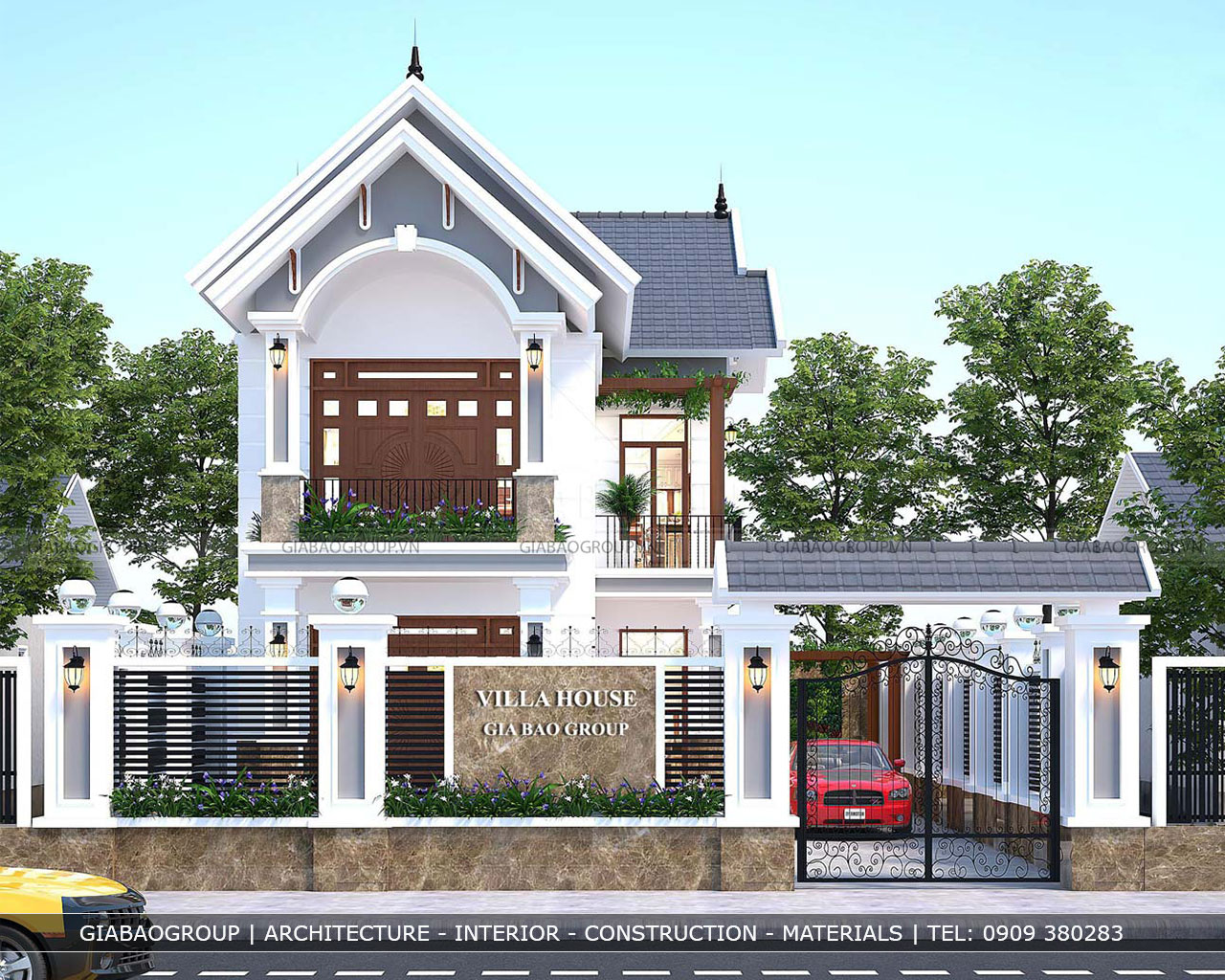 Phối cảnh ngôi biệt thự phong cách kiến trúc hiện đại và thanh lịch.