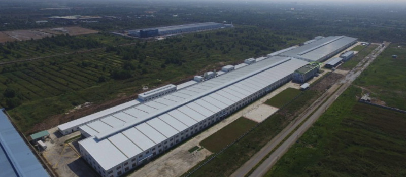 Toàn cảnh dãy nhà xưởng được xây dựng hoàn chỉnh trong giai đoạn đầu dự án