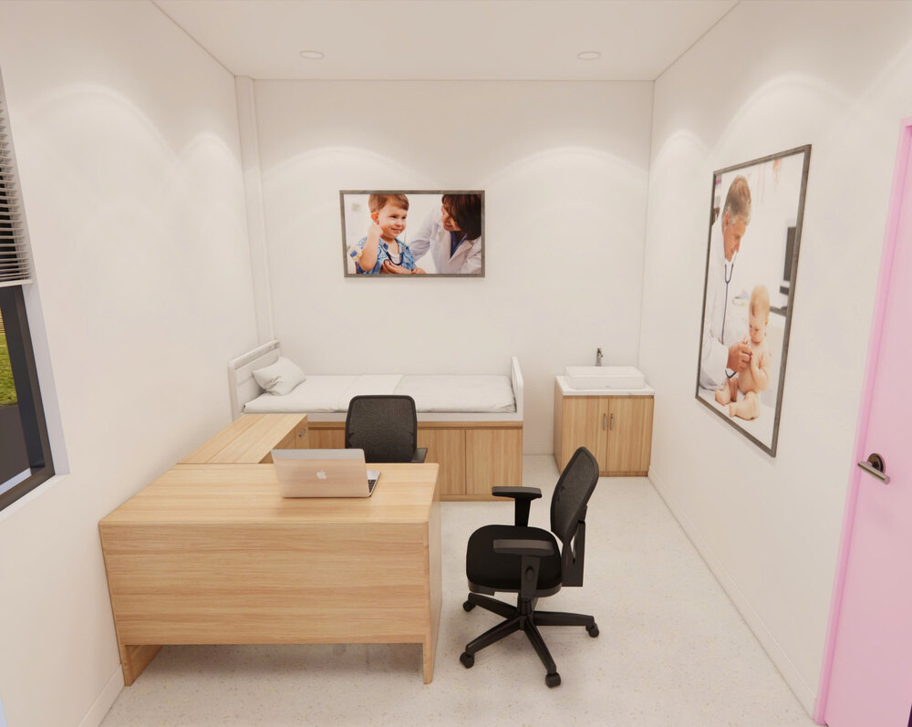 Phòng khám đơn với bố cục tối giản đảm bảo hiệu quả sử dụng